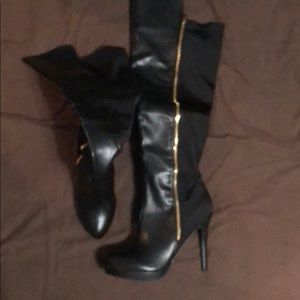 Black knee high platform boots